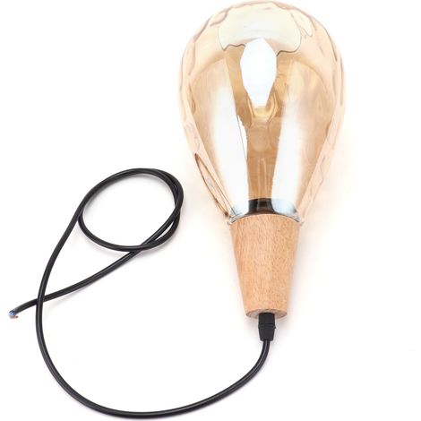 Suspension en bois massif et verre effet vague, style moderne, lampe de chevet, bar, comptoir ou salle à manger, 16 cm (ampoule non incluse). (1/5)