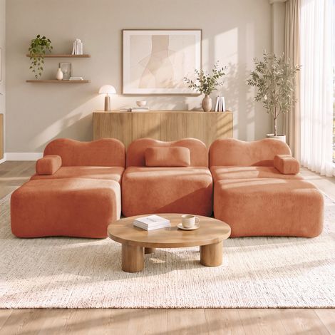 Canapé / salon de jardin, extérieur, terrasse, confort et déco, avec accoudoirs, coussins inclus, orange, confort salon, assise moelleuse design (1/5)
