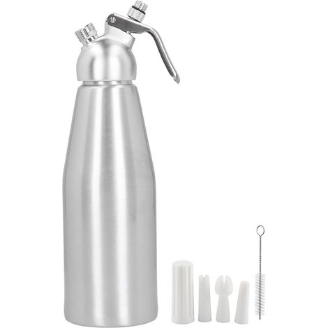 Fouet à crème en alliage d'aluminium, distributeur de mousse, gâteau, Dessert, outil de bricolage avec 3 buses de décoration, 1000ml (1/5)