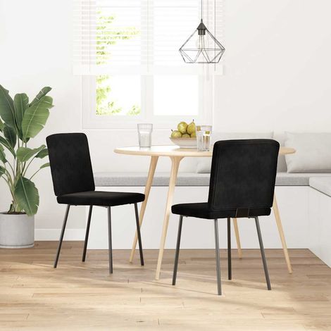 Esszimmerstühle 2 Stk. Schwarz Samt (1/5)