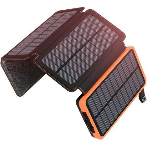 Chargeur solaire portable 20000mAh – Étanche et résistant aux chocs – 2 ports USB avec charge rapide – Lampe de poche 9 LED (1/5)