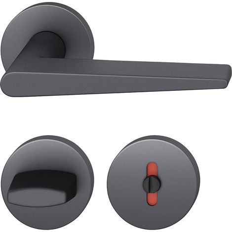 FSB Drückergarnitur 12 1005 ASL auf Rosette WC DIN, Aluminium schwarz matt
