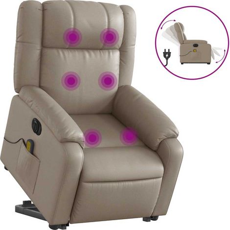 Massagesessel mit Aufstehhilfe Elektrisch Cappuccino Kunstleder vidaXL