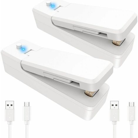 Ahlsen Stück wiederaufladbares Heißsiegelgerät, 2-in-1 tragbares Siegelgerät und Heißsiegelschneider für Plastiktüten, Lebensmittelaufbewahrung, Mini-Vakuumierer mit 2 USB-Kabeln (1/5)