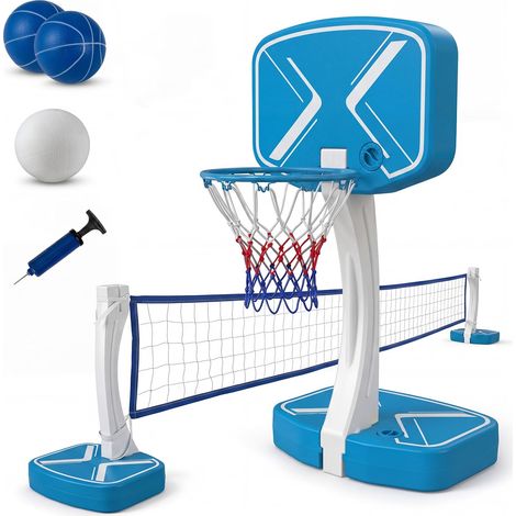 COSTWAY Filet de Volley et Panier de Basket 2 en 1 pour Piscine
