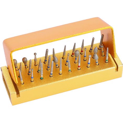 Porte-pièces à main dentaires haute vitesse Golden Dental, 30 fraises diamantées dentaires (1/5)