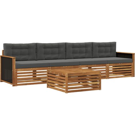 Outdoor Sofa Set 5 pcs Natural and Anthracite Solid Acacia Wood vidaXL