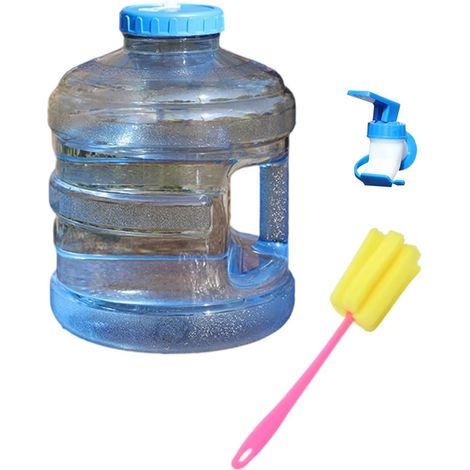 Récipient à eau transparent à large ouverture avec robinet intégré et brosse de nettoyage pour activités en plein air camping randonnée distributeur de boissons transparent avec robinet (1/5)
