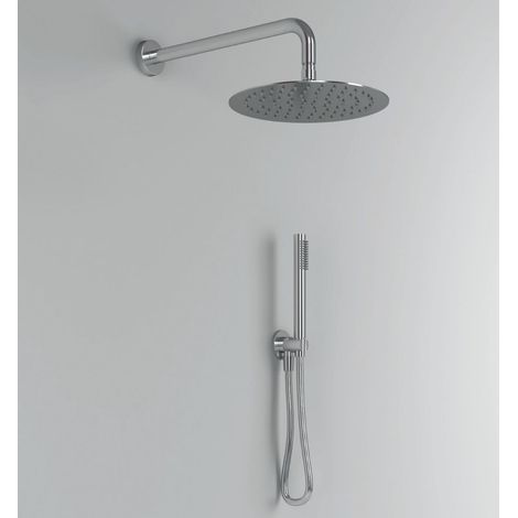 Kit doccia tondo 2 diametro 25 cm soffione braccio presa acqua doccetta laccio  tipo di accessorio soffione 2 mm spessore - confezione 1 (1/2)
