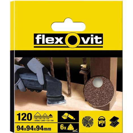 Flexovit 78072764914 Delta Hook & Loop Sanding Sheet 94mm Fine 120G x6 FLV64914