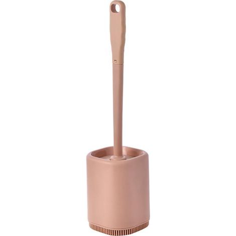 ZOLGINAH Silikon-Toilettenbürste mit Halter, Tiefenreinigungsbürste, Toilettenbürste mit langem, rutschfestem Kunststoffgriff zur Reinigung von Toilettenecken, Rosa (1/5)