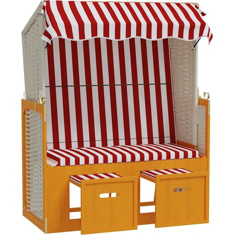 Maison Exclusive - Strandkorb mit Dach Poly Rattan und Massivholz