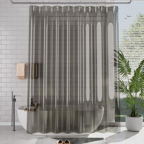 Rideau de douche transparent robuste de 180 x 180 cm Œillets antirouille Inodore, 100 % étanche pour salle de bains et baignoire (1/5)