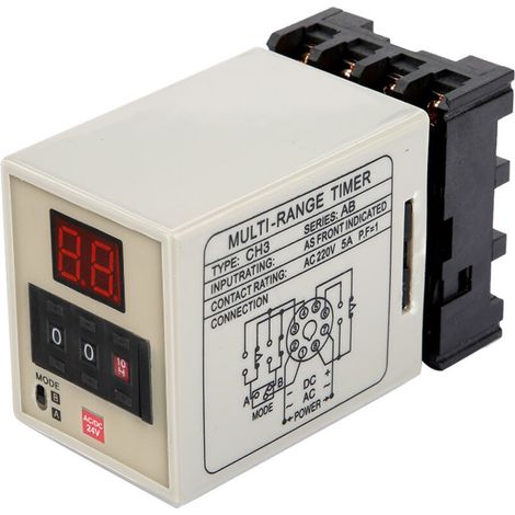 Relè temporizzato a doppia modalità AH3-DM con display a LED da 0,01 s a 99 ore (AC/DC 24 V) (1/5)