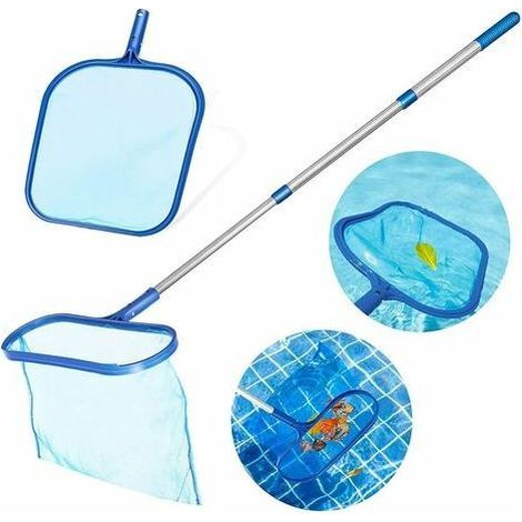 Épuisette de piscine avec manche télescopique en aluminium – Filet plat et profond – Nettoyage efficace des débris – Longueur 1m – Lechuang (1/5)