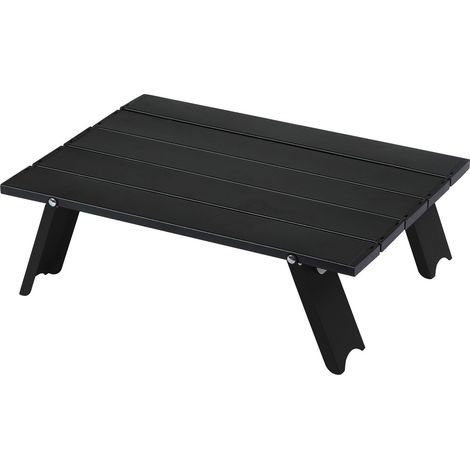 Table de camping, pliable, portable, en aluminium, mini, compact, pour le camping, le pique-nique, le plein air, les voyages, la plage, 39.5x28x12cm(Noir)