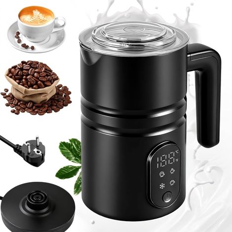 Mousseur À Lait Électrique Avec 4 Fonctions : Mousseur Automatique Pour Lait Chaud Et Froid, Arrêt Automatique, Design En Acier Inoxydable