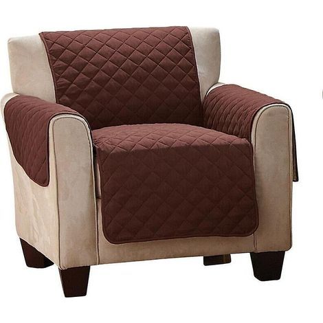 Housse réversible pour fauteuil inclinable rétro européen à motif losange, marron, 170 x 170 cm, polyester (1/5)