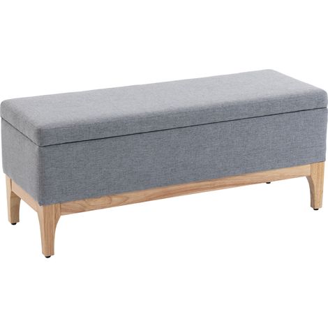Skandinavische Aufbewahrungsbank/Kommode mit abnehmbarem Deckel, Leinenstoff, 110 x 39 x 45 cm, grau