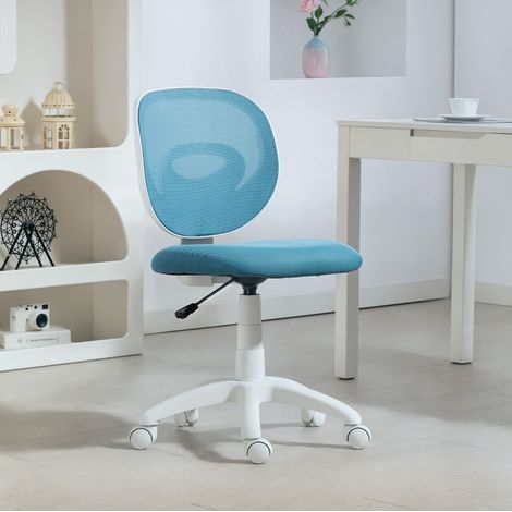 Sedia da ufficio ergonomica blu con schienale a C, altezza regolabile, con ruote (1/5)