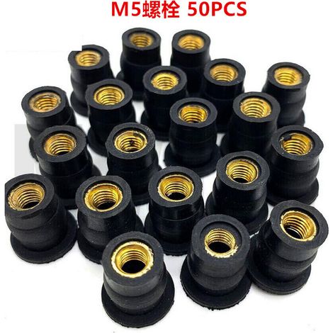Motorcycle windshield rubber expansion nuts, screws, rubber fasteners, M5 brass bolts (50 pieces)