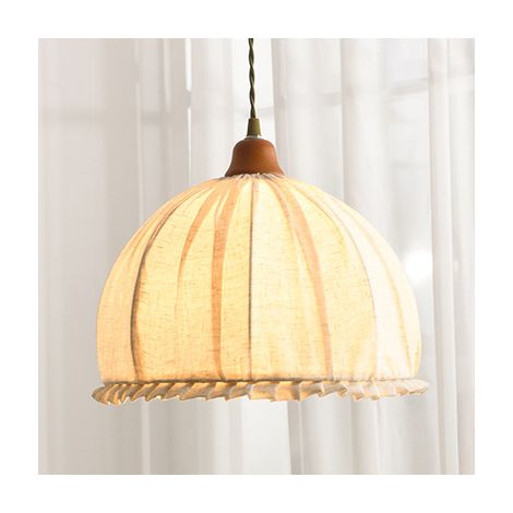 Tête de lit en coton et lin lustre plafond petit lustre décoration tête unique E27 lustre hauteur réglable abat-jour en tissu style nordique salon cuisine couloir 30CM