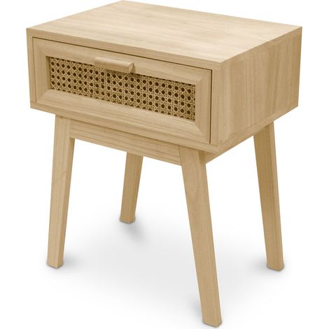 Comodino con cassetto - Legno Massello Boho Bali - Yanpai Naturale