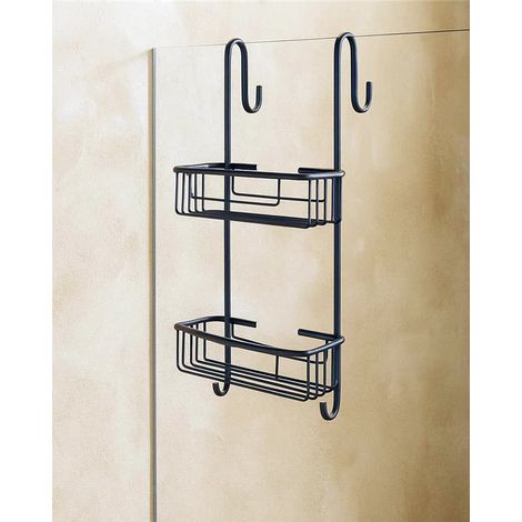 Exagonshop Mensola portasapone cavalletto per vetro doccia grigio