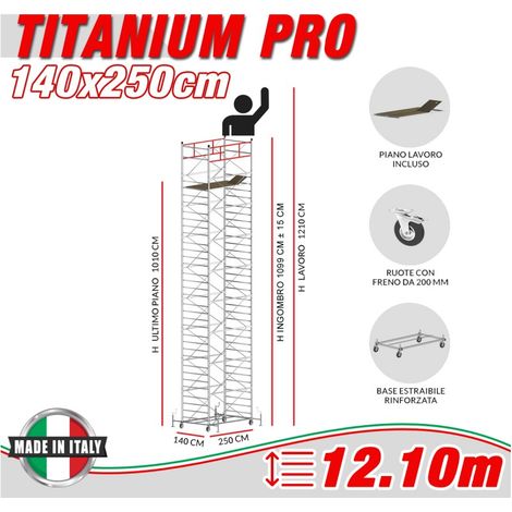 Trabattello TITANIUM PRO Altezza lavoro 12,10 metri