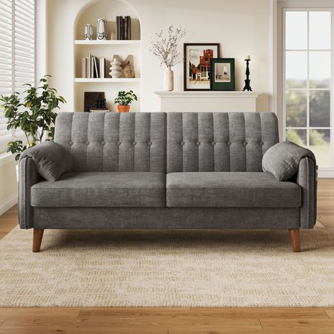 Modulares Sofa aus Chenille in Grau 161.5 x 79 x 83.5 cm HOMAIRE (1/5)