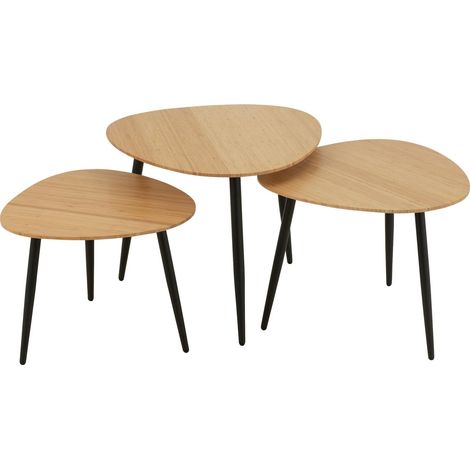 table gigogne palette bambou naturel pieds métal noir élégant - Bambou naturel et pieds noir mat (1/5)