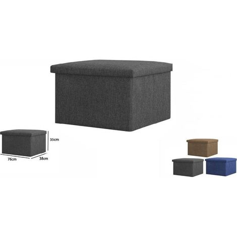 Trade Shop - Pouff Puff Pouf Contenitore Imbottito Con Seduta In Tessuto 76 X 38 X 35cm 69588 - (1/2)