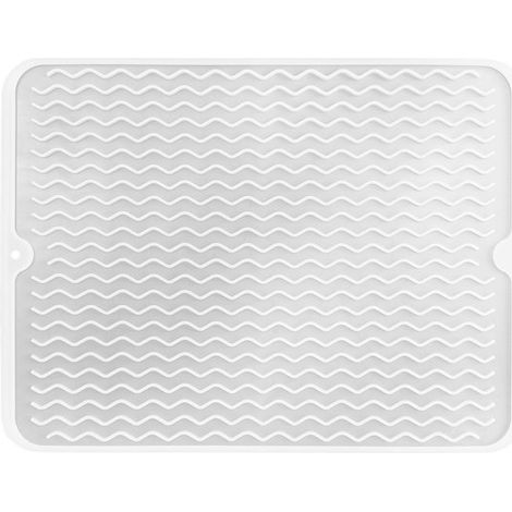Confezione da 2 tappetini asciugapiatti in silicone - Tappetini antiscivolo ecologici per piano di lavoro (30x40 cm e 40x50 cm) - Trasparenti (1/5)