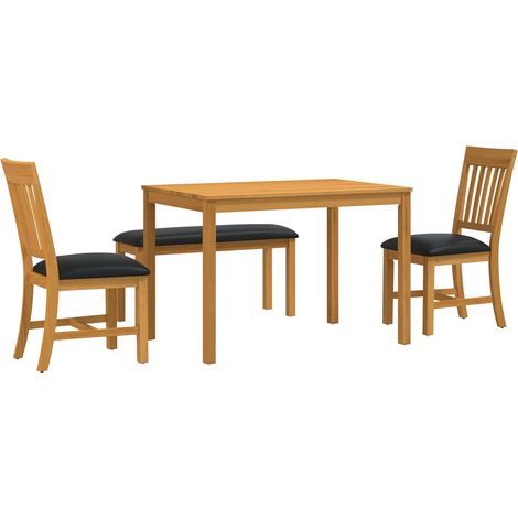 Dining Set 4 pcs Black Solid Oak Wood vidaXL (1/5)