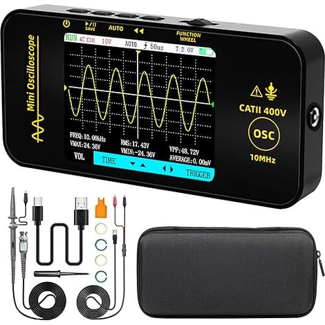 Mini Handheld Digital Oscilloscope 10MHz Bandwidth 48MSa/s Sampling Portable Rechargeable Ultra Thin Oscilloscope with 3.2 Inch Color Screen for Automotive Audio Electronic (1/5)