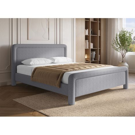 Lit double en tissu doux gris 180 x200 cm anela (1/5)