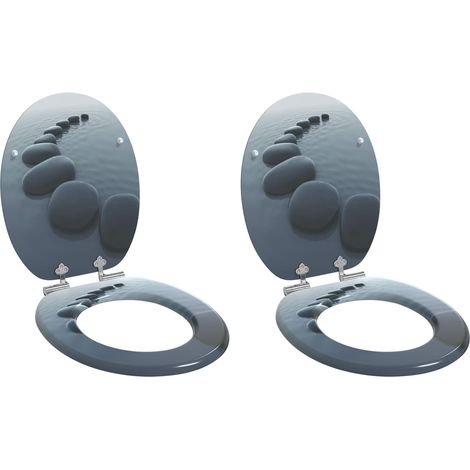 Soft-Close Toilet Seat 2 pcs Grey 44 x 38 cm MDF board vidaXL