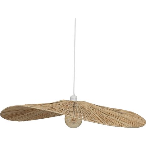 Atmosphera – Suspension D78 en raphia tressé – Diamètre 78 cm – Douille E27 – Hauteur ajustable – Éclairage doux et chaleureux (1/6)