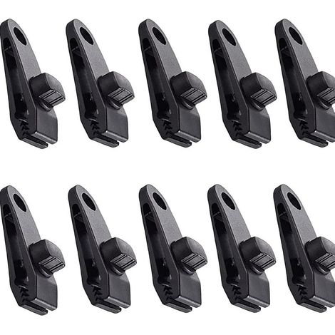 Clips Bâche 10 Pèces Tente Clips Auvents Pince Clip Auvents pour Camping Canopy Clamp Clips de Bâche Auvents pour Activités De Plein Air Noir (1/5)