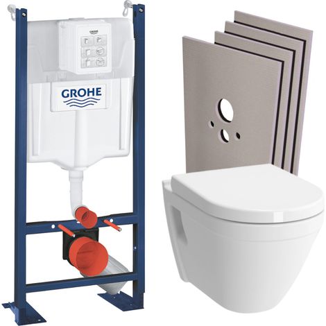 Grohe Pack WC Bâti Autoportant + Cuvette Vitra S50 + Abattant soft close + Plaque chrome + Set habillage (ProjectS50softclose-2-sabo) (1/5)