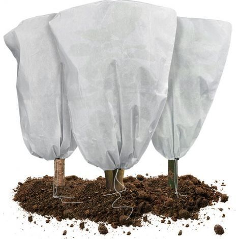 Lot de 3 Housse Hivernage Plante avec Cordon Polypropylème 60g/m² ,80x60cm,blanc (1/4)