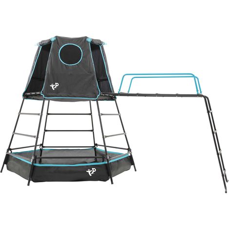 Tp Toys – Structure à grimper en acier noir 208x318x201 cm – Tour de jeux avec passerelle de singe – Tente de jeu polyester robuste – Capacité 2 enfants