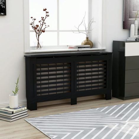 vidaXL Copertura per Radiatore Nera 152x19x81,5 cm in MDF