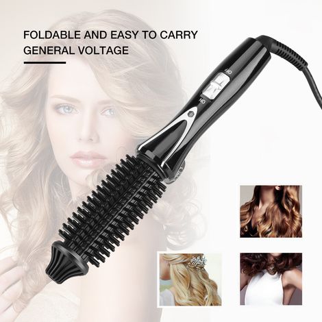 Brosse à cheveux pliable en céramique tourmaline anionique, fer à friser, outils de coiffure (États-Unis)