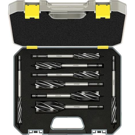 8-Piece Wood Drill Bit Set, Professional Automatic Feed Twist Drill Bits 10mm/12mm/14mm/16mm/18mm/20mm/22mm/25mm with 1/4 inch Hex Shank (1/5)