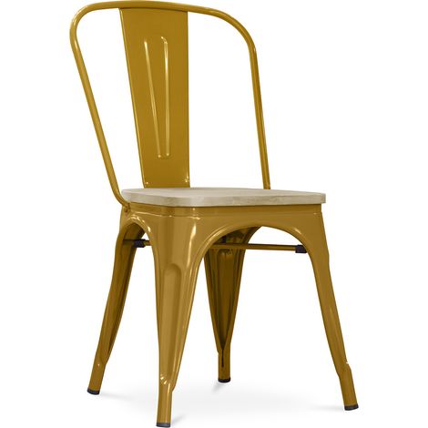 Esszimmerstuhl - Industriedesign - Stahl und Holz - Neuauflage - Stylix Gold