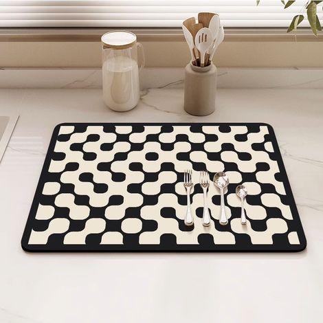 Geschirrtrockenmatte – Saugfähige Arbeitsflächenmatte für Kaffeemaschine und Geschirrständer –(40×60cm) (1/5)