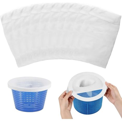 10 Pièces Chaussette Skimmer Piscine, Filtre Skimmer Piscine, Chaussette Filtre Piscine Élastique Réutilisable, Pool Skimmer Socks, Chaussette Skimmer pour Attraper Pollen, Feuilles, Cheveux (1/5)
