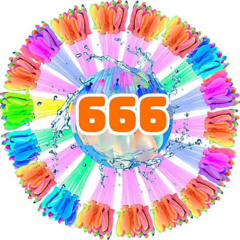 666 x Water Balloons, Self-Closing Reusable with Tap Connections, Quick Fill Water Balloon, for Outdoor Summer Pool Parties (1/5)