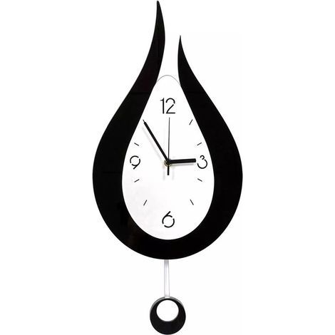 Geräuschlose Wanduhr ohne Ticken, kreative moderne Wanduhren mit tropfenförmigem Pendel, Digitaluhr (1/5)